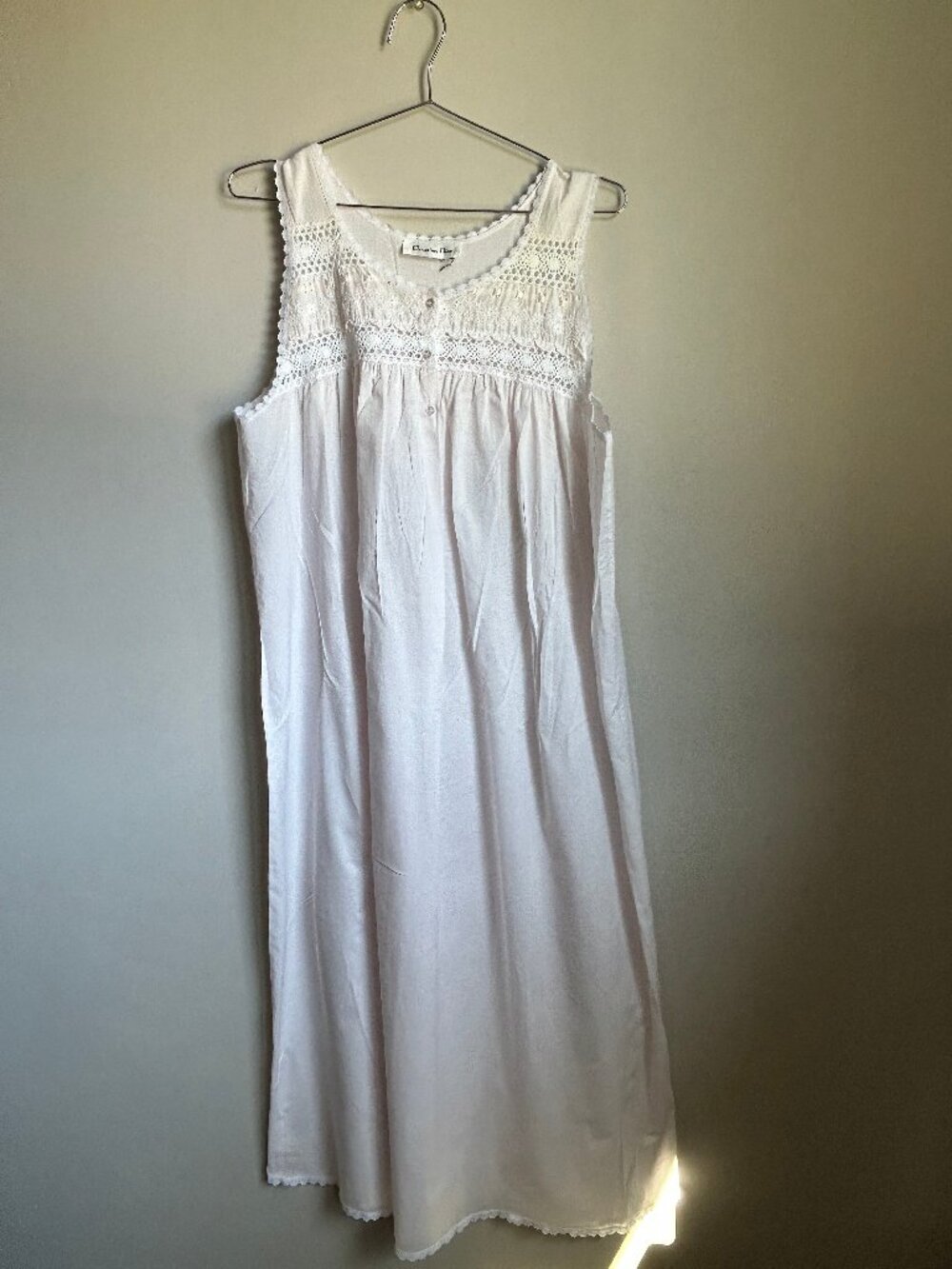 Christian Dior Vintage Pale Pink Lace Eyelet Cotton Nightgown Mint Condition
